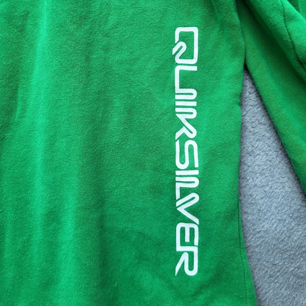 VINTAGE Quiksilver Men Hoodie S‎ Green Logo Embroidery Grunge Surf Skater Y2K